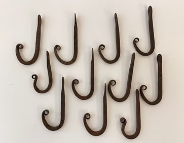 10 FORGED IRON HOOKS