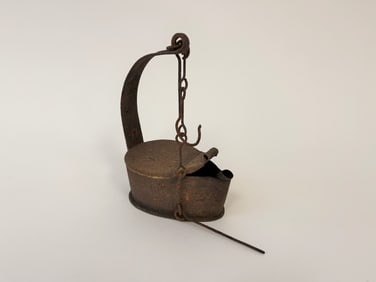 SHEET IRON BETTY LAMP W/ WICK PICK