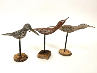 3 HAND CARVED WOODEN SHOREBIRDS