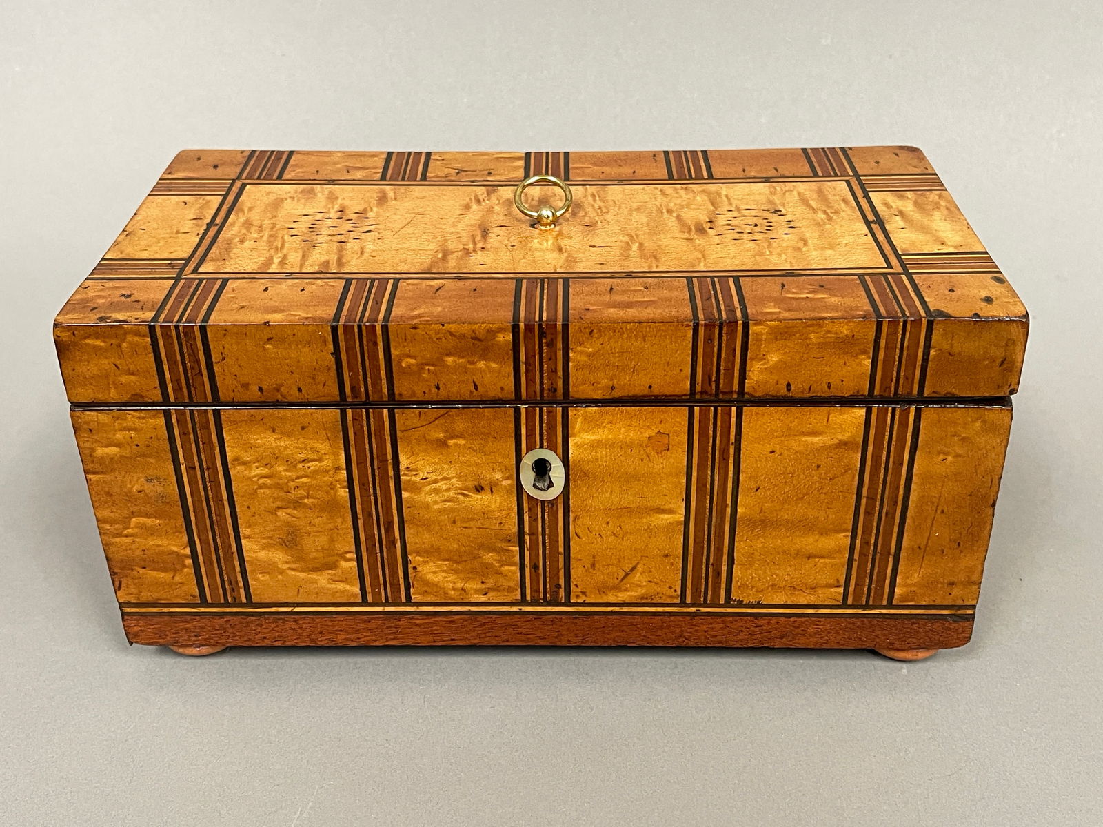 19TH C BIRDSEYE MAPLE TEA CADDY (1 of 6)