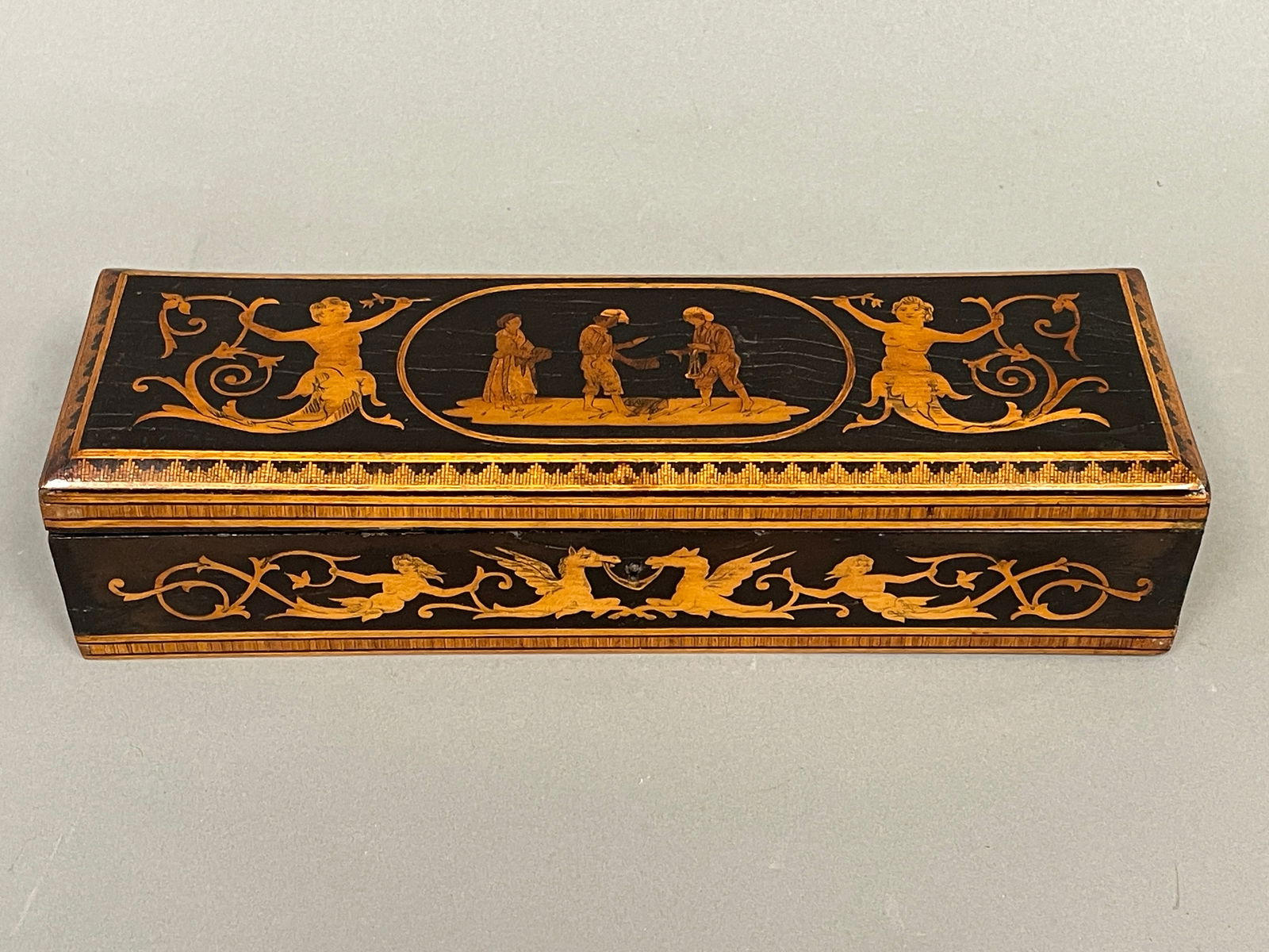 19TH C FANCY INLAID GLOVE BOX (1 of 5)