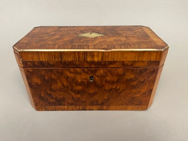 19THC FRENCH BURLWOOD TEA CADDY