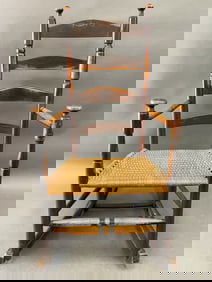 18TH C MUSHROOM ARM PAINTED ROCKER