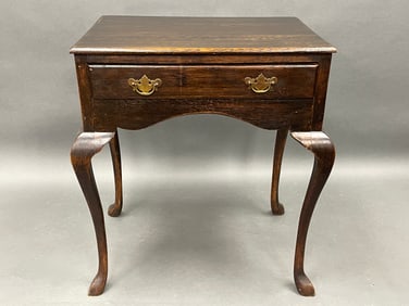 18THC ENGLISH OAK QUEEN ANNE TABLE WITH DRAWER