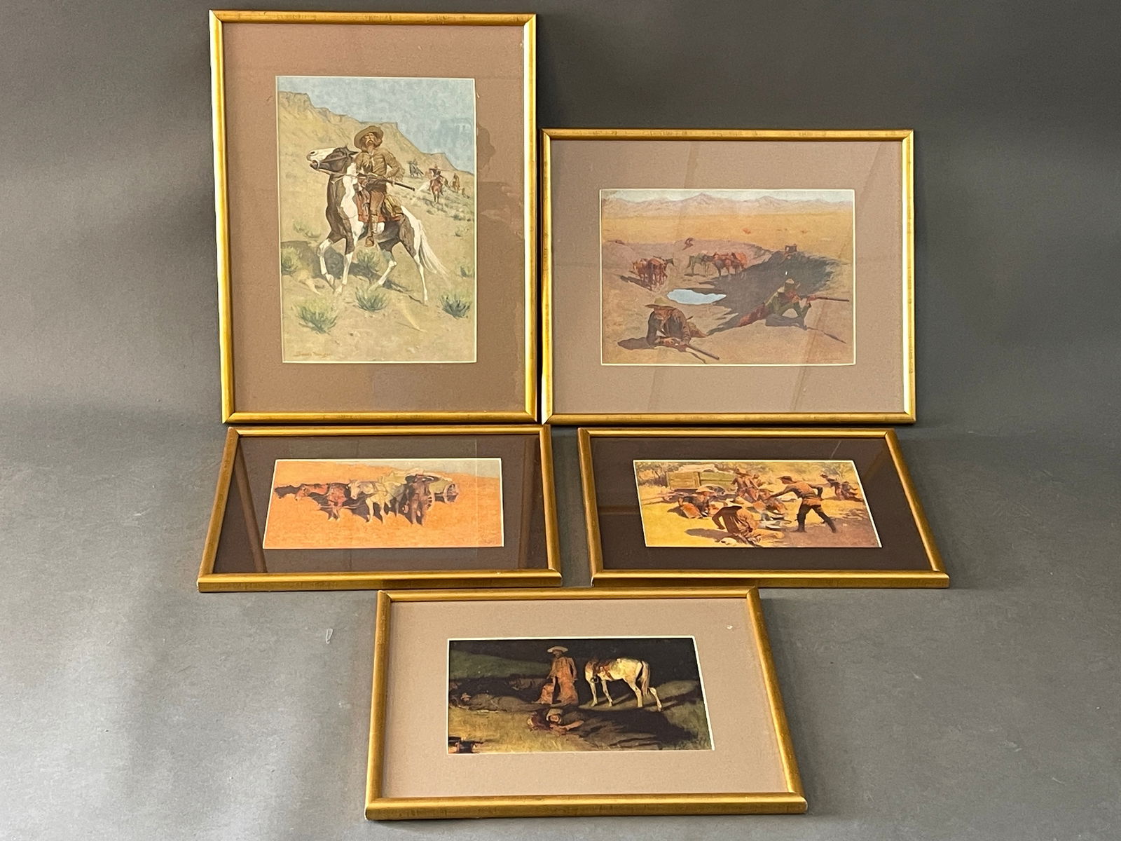 LOT OF 5 FRAMED FREDERIC REMINGTON PRINTS (1 of 6)