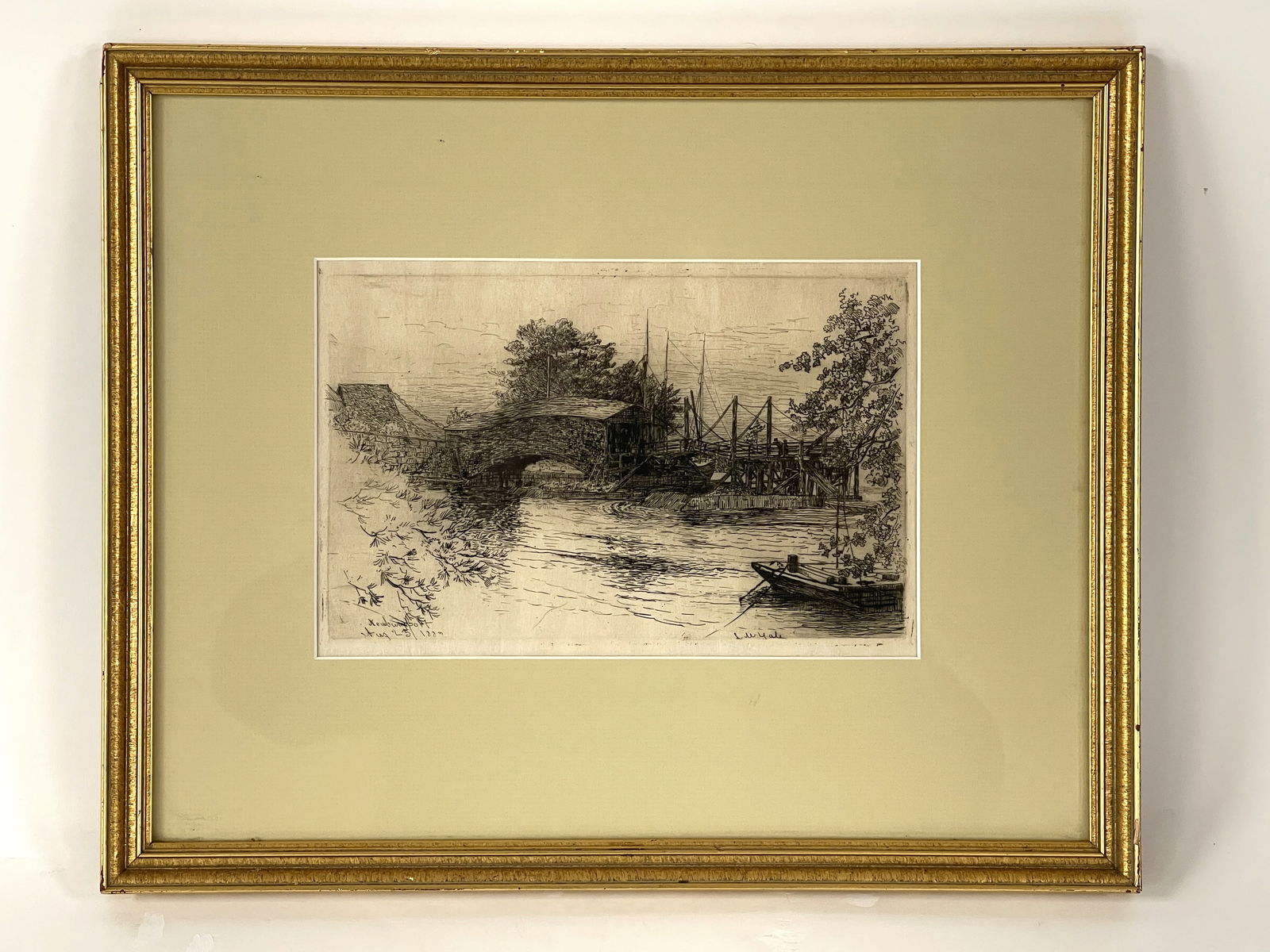 EARLY ENGRAVING OF AMESBURY MASS - NEWBURYPORT MASS (1 of 4)