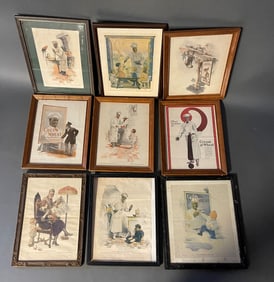 LOT OF 9 HOUSE FOUND FRAMED CREAM OF WHEAT ADS