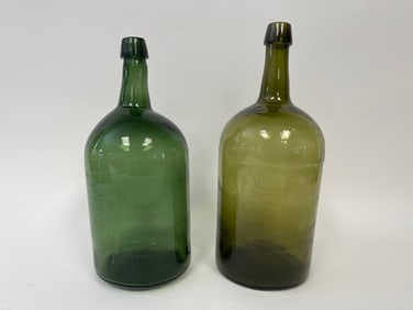 TWO GREEN STODDARD NH GREEN BOTTLES