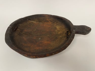 ANCIENT WOODEN DISH SHAPED SERVING PLATE