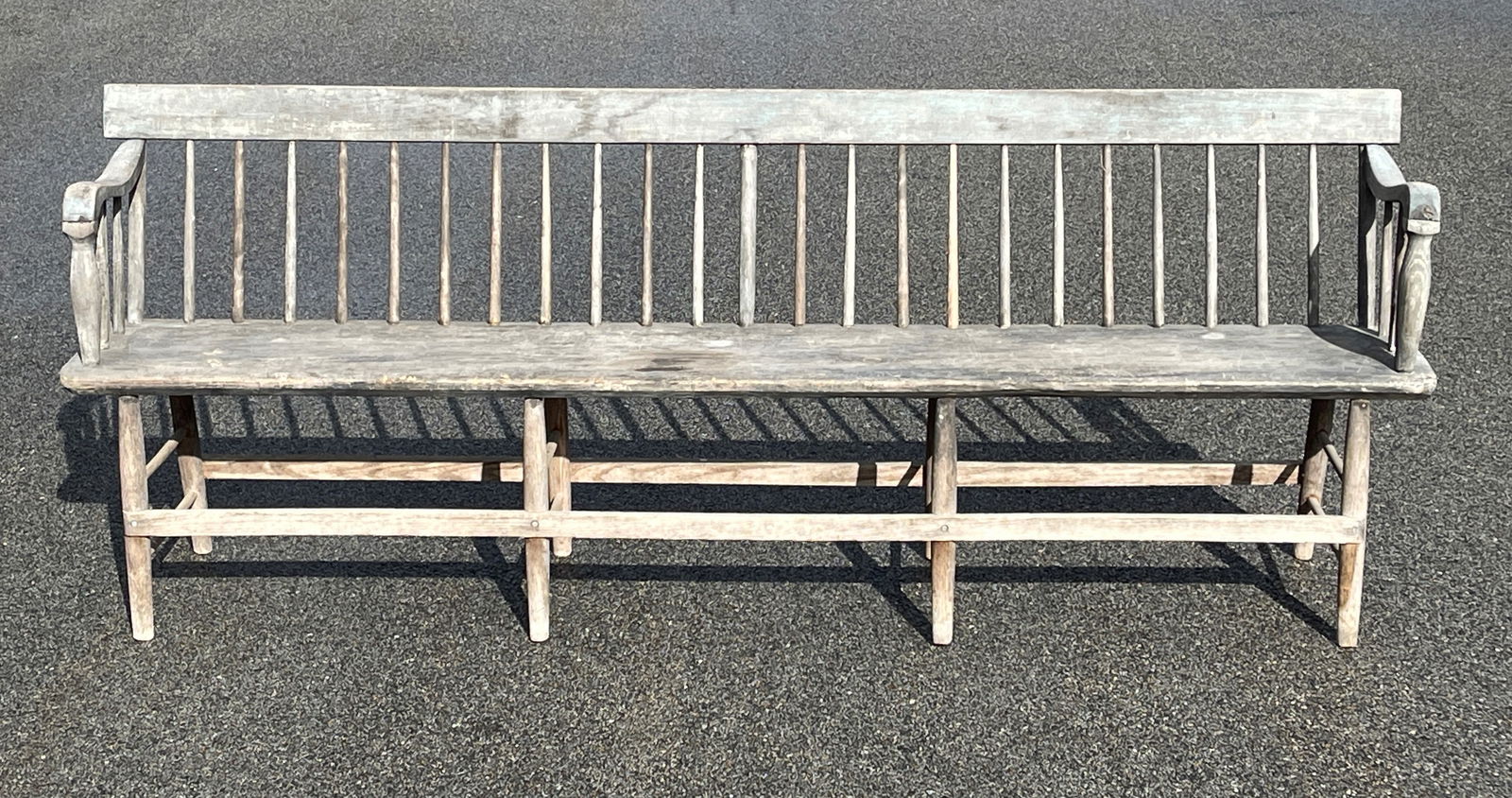 MEETING HOUSE BENCH IN ORIGINAL BLUE PAINT (1 of 4)