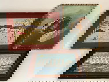 GROUPING OF THREE FOLK ART PAINTINGS
