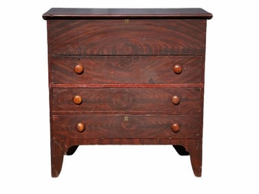 EARLY 19TH C FEDERAL GRAIN PAINTED BLANKET CHEST