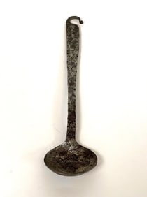 18TH C HAND WROUGHT IRON TASTING SPOON
