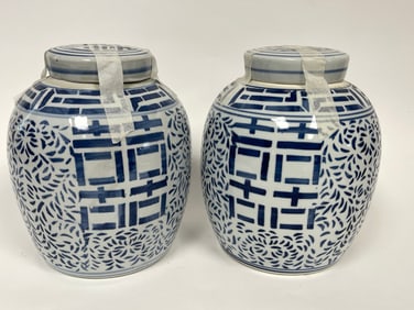 TWO SIGNED GINGER JARS, 10"