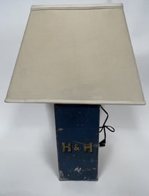 BLUE PAINTED OIL CAN MAKE DO LAMP