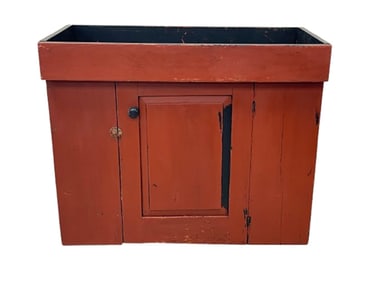 19TH C RED PAINTED DRY SINK