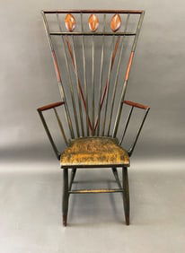 RARE C. 1830 TALL BIRDCAGE WINDSOR ARMCHAIR
