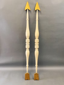 PAIR WHITE POLYCHROME PAINTED ARROWS