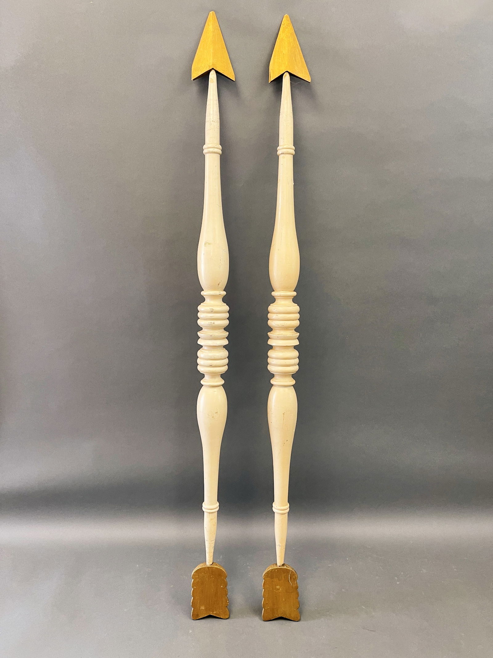 PAIR WHITE POLYCHROME PAINTED ARROWS (1 of 3)