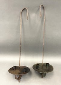 PAIR OF PAINTED DOUBLE CANDLEHOLDERS