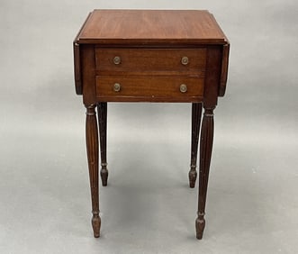 19TH C TWO DRAWER DROP LEAF