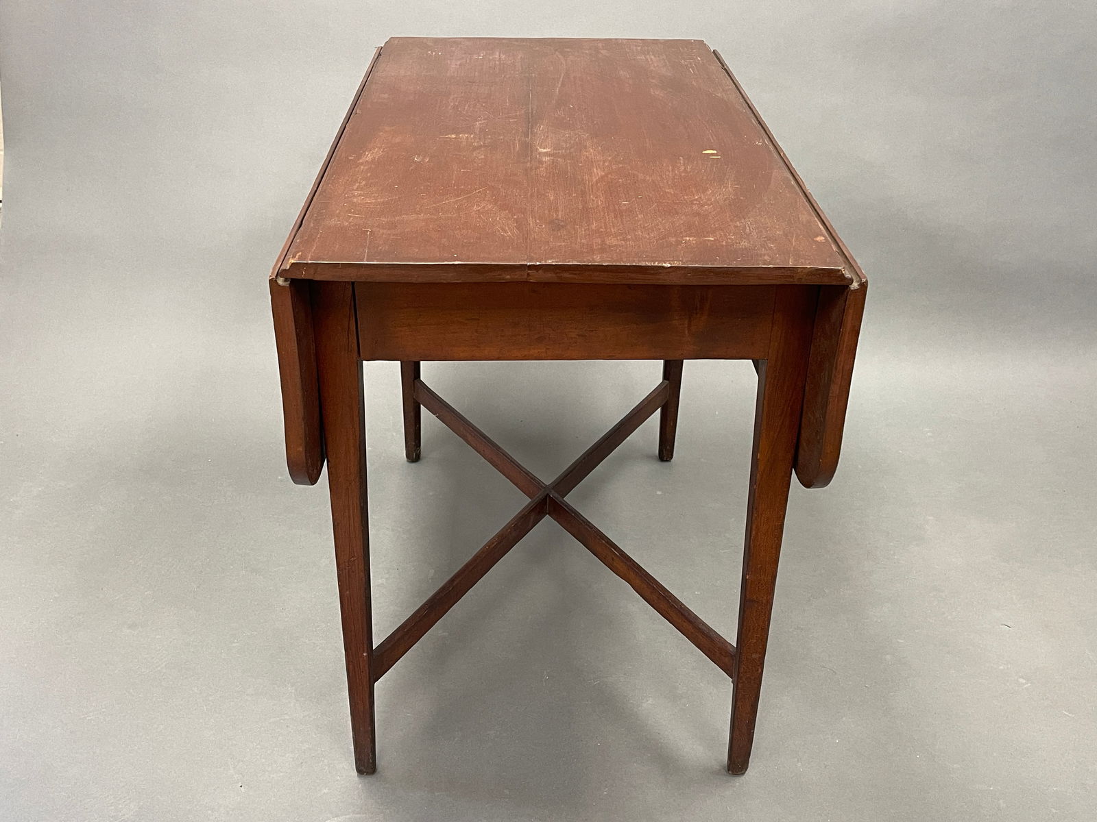 18TH C MAHOGANY PEMBROKE TABLE CROSS STRETCHER BASE (1 of 5)