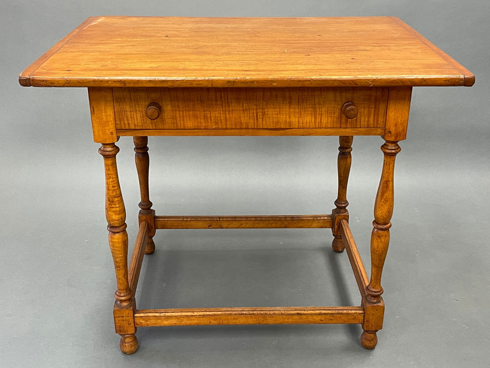 18TH C TIGER MAPLE TAVERN TABLE , PEGGED (1 of 6)