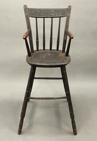 CHILDS DECORATED HIGH CHAIR , ORIGINAL PAINT DECORATION