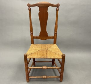 18TH C QUEEN ANNE TRANSITIONAL SIDE CHAIR IN ORIGINAL RED PAINTED SURFACE