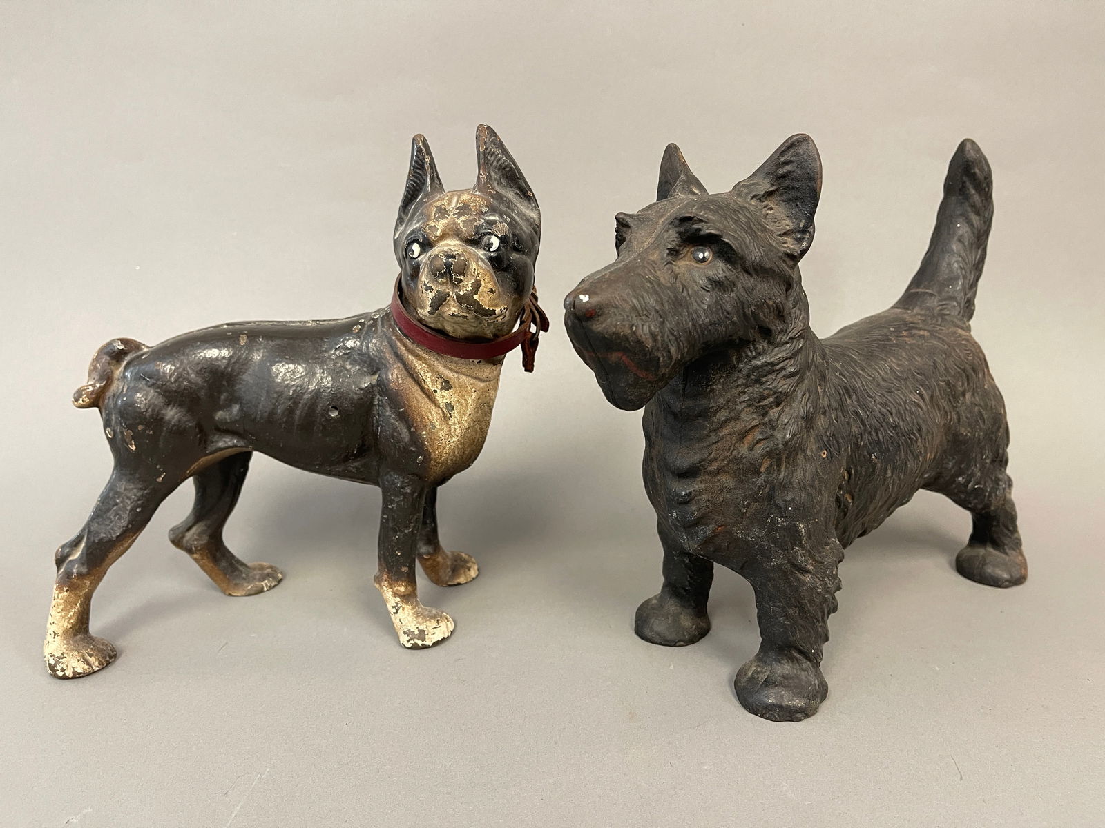 TWO CAST IRON DOG DOORSTEPS,BOSTON TERRIER,SCOTTIE DOG (1 of 2)