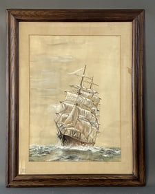 WATERCOLOR SHIP SIGNED