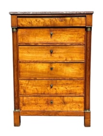 EARLY 19TH C FRENCH EMPIRE MARBLE TOP CHEST