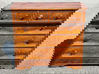 19TH C BURL WALNUT CHEST