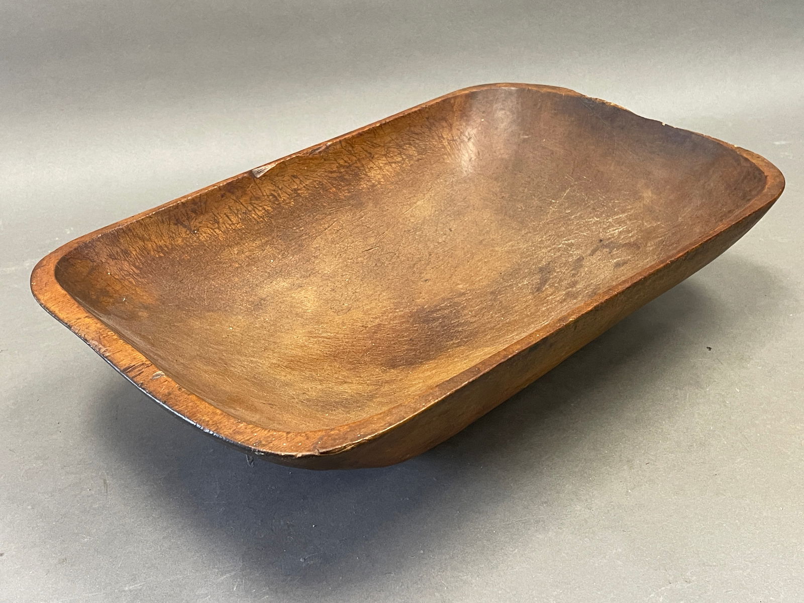 19TH C LARGE CARVED TRENCHER (1 of 3)