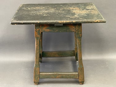GREEN PAINTED PRIMITIVE TAP TABLE