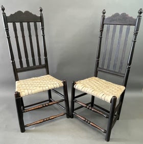 PAIR OF HIGH BACK BANISTER BACK CHAIRS