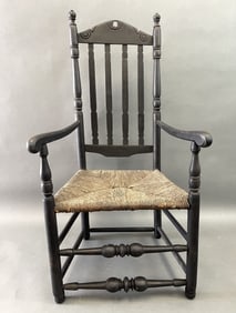 18TH C TALL BACK BANISTER BACK ARMCHAIR