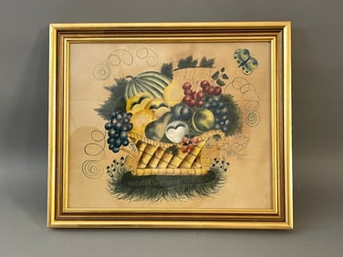 THEOREM PAINTING BOWL OF FRUIT WITH BUTTERFLY