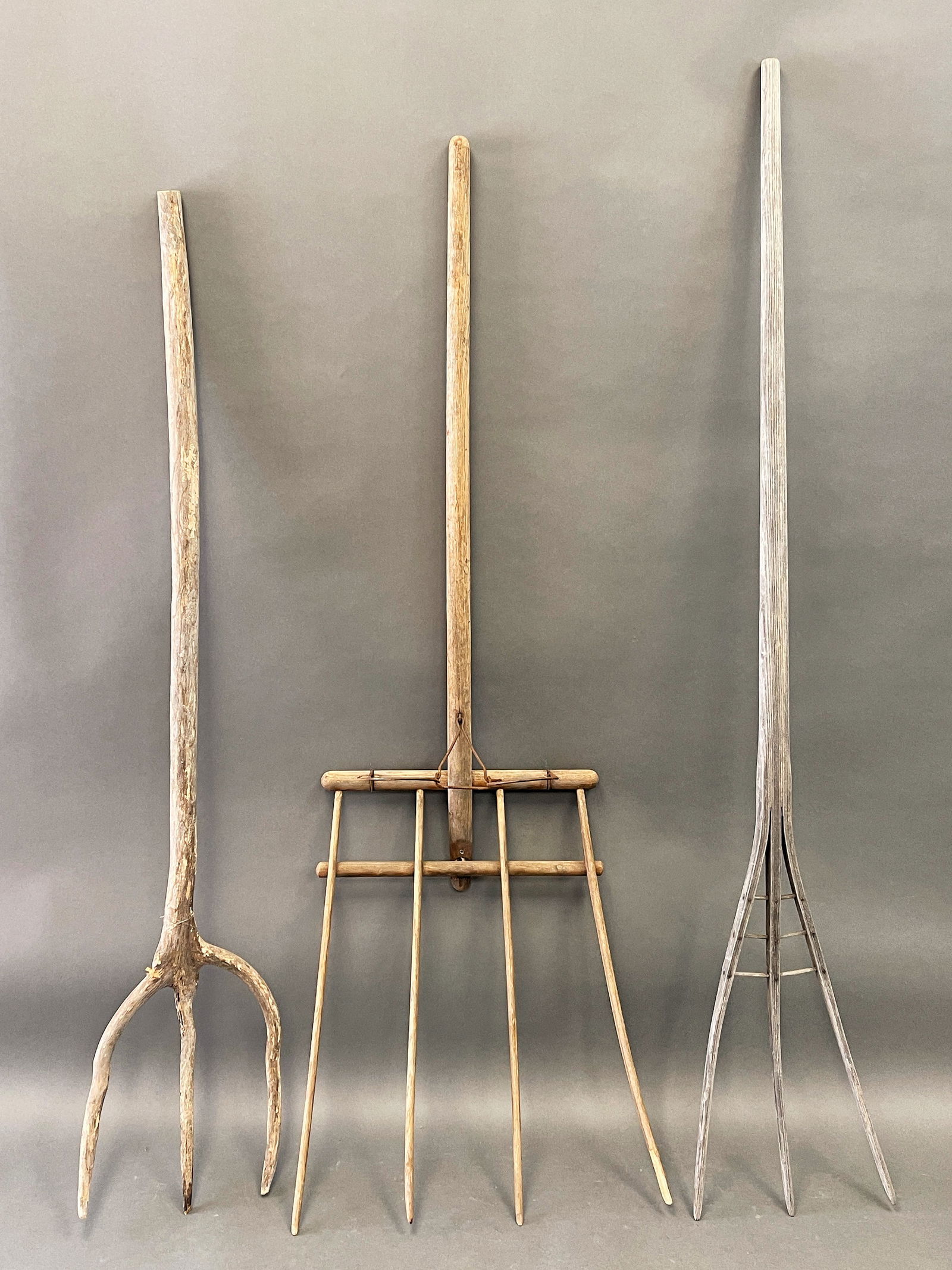 GROUPING OF THREE PRIMITIVE HAY FORKS (1 of 1)