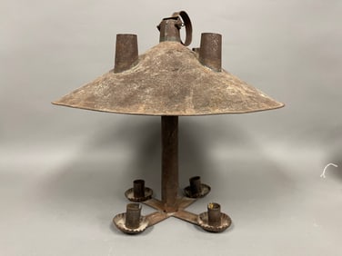 EARLY 19TH C HANGING TIN CHANDELIER
