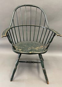 GREAT FOLKY 18THC P.A. SACK BACK WINDSOR ARMCHAIR