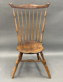 STRONG CT FANBACK WINDSOR CHAIR WITH A CARVED EAR CREST FULL HEIGHT C.1790