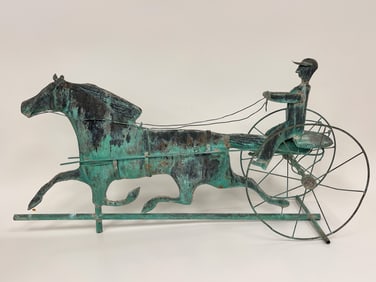 WELL PATINATED SULKY & HORSE WEATHERVANE