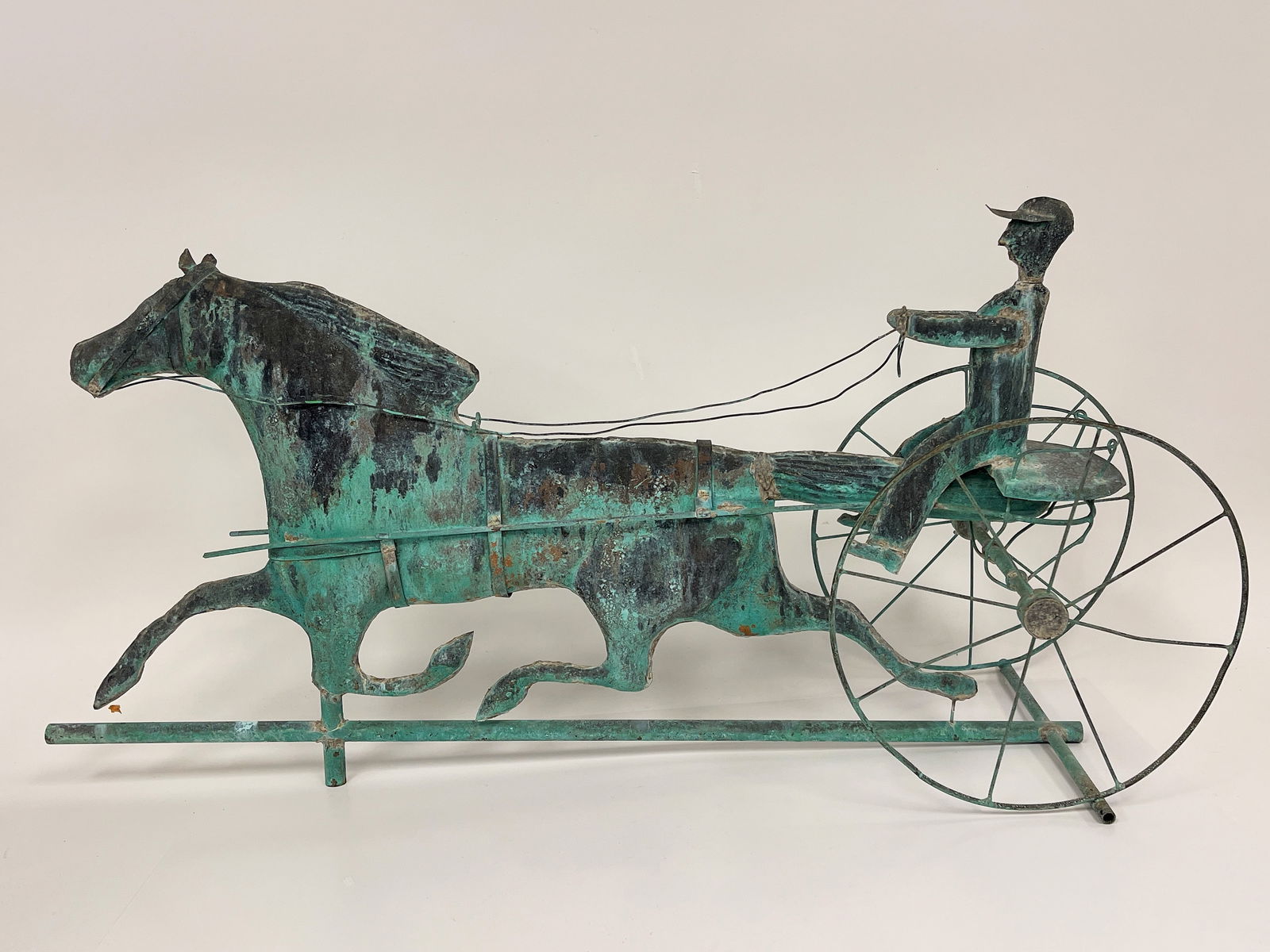 WELL PATINATED SULKY & HORSE WEATHERVANE