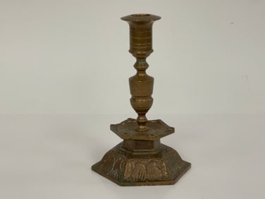 LATE MANUFACTURE BELL METAL EARLY DECORATIVE CANDLESTICK