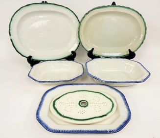 GROUPING OF LEEDS PLATTER , BOWLS
