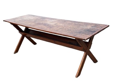 A LATE 18TH C SAWBUCK DINING TABLE