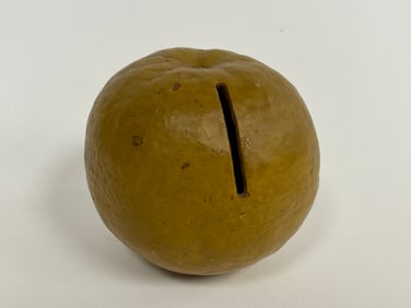 MID 19th C REDWARE  ORANGE FRUIT BANK