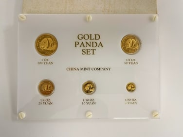 GOLD PANDA SET FINE CHINA MINT COINS