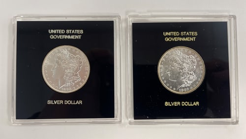 TWO US PEACE SILVER DOLLARS 1882,1883